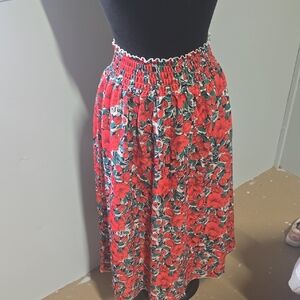 Floral Red Skirt